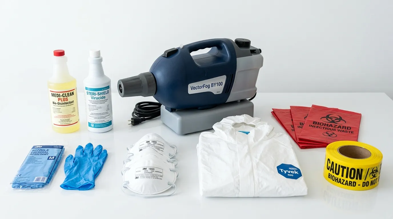 Professional biohazard remediation crew working in Orange Cove